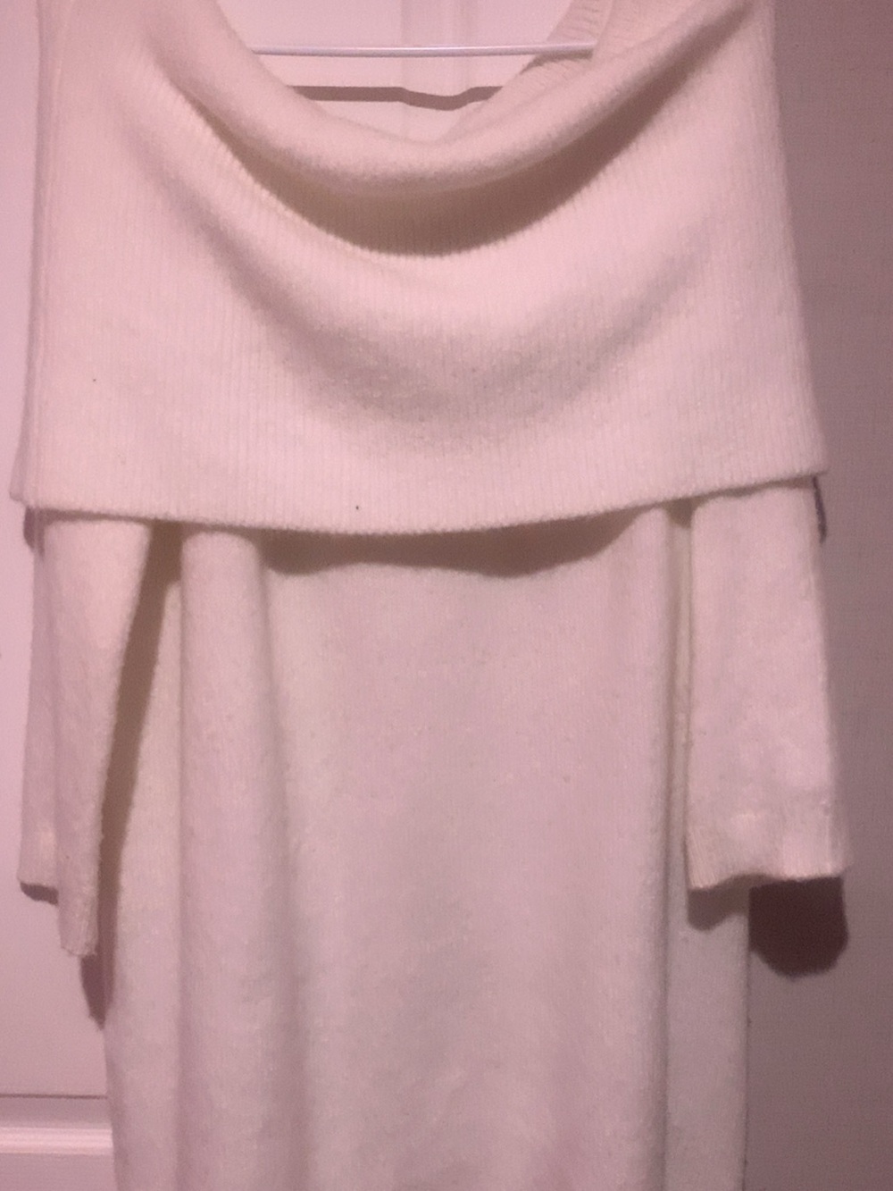 Off-Shoulder Cream Women's Sweater Dress